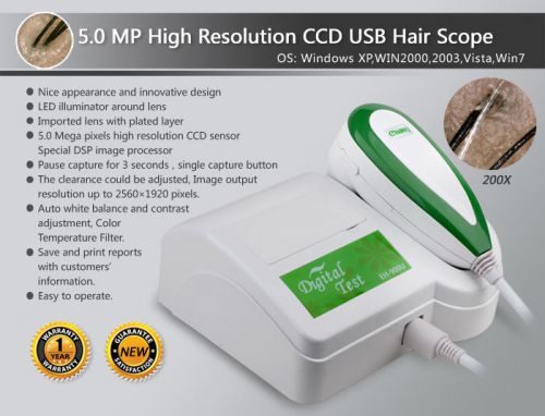2014 NEW 5.0MP High Resolution CCD USB Hair Scope Camera/Hair Analyser Diagnosis