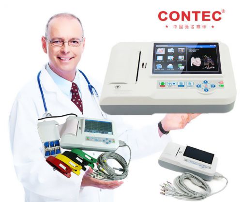 New CE Color Touch Screen 6 Channel 12 Leads ECG/EKG,Electrocardiograph,Software