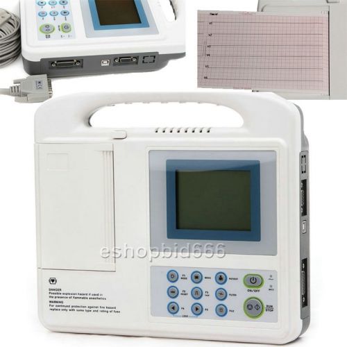 Portable Digital 6-channel 3.8 inch Electrocardiograph ECG EKG Machine 16 Cases