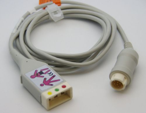Ecg ekg 12 pin 3 leads trunk cable with aa style yoke for philips h/p viridia for sale