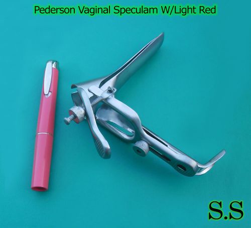 Pederson Vaginal Speculum Large w/Light Red Ob/Gyneclogy Instruments
