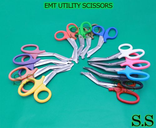 3 pcs ( black &amp; red &amp; blue ) utility bandage trauma emt shears scissors 7.25” for sale