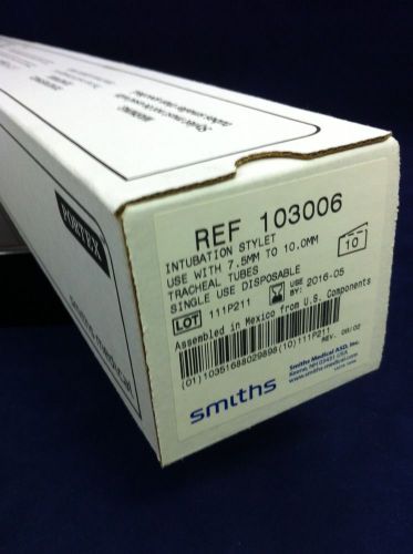 10 nib portex intubation stylet 7.5-10mm tracheal tubes 103006 2016-05 smiths for sale