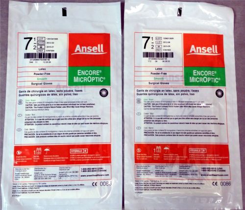 124- new ansell encore microptic latex free surgical gloves size 7.5 tattoo exam for sale