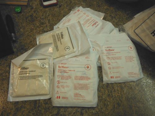 TRIFLEX STERILE LATEX POWDERED SURGICAL GLOVES SIZE 9 LOT OF 20PR 2D7257