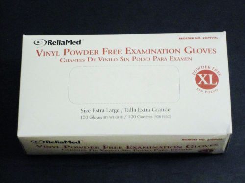 100 vinyl exam - examination gloves xlarge powder free - beaded cuff - reliamed for sale