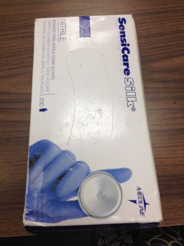 Medline sensicare silk nitrile powder free gloves 200 per case- xs for sale