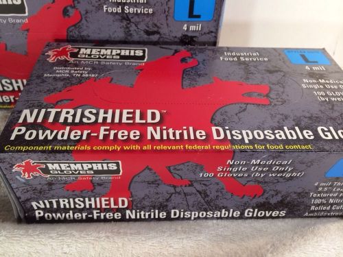 2 bx memphis gloves dispos nitrile indust.grade  blue-4 mil powder free p/n 6015 for sale