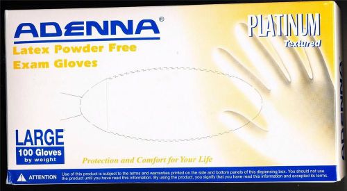 Adenna Latex Powder Free Platinum Textured Exam Gloves Box of 100   Size Large