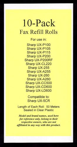 10-pack UX-5CR Fax Refills for Sharp UX-P200 UX-CL220 UX-CC500 UX-CD600 UX-LD600