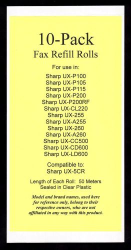 10-pack UX-5CR Fax Refills for Sharp UX-P200 UX-CL220 UX-CC500 UX-CD600 UX-LD600