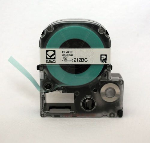 K-sun 212bc black on clear tape 1/2&#034; ksun labelshop 12mm for sale
