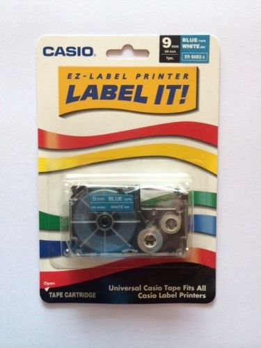 Casio xr-9abus  3/8&#034; white/blue tape 1-pack xr9abus xr9abu for sale