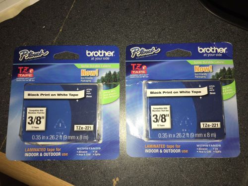TWO (2)  Genuine Brother P-Touch TZ-221 Label Tape TZ221