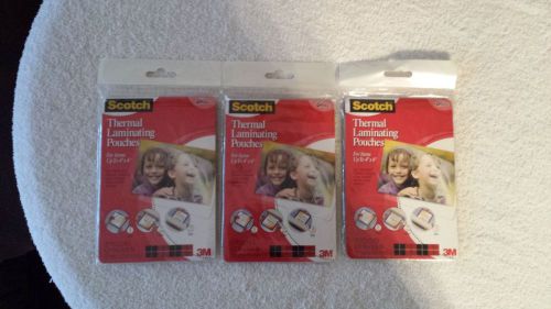 SCOTCH TP5900-20 THERMAL LAMINATING POUCHES 4X6 -THREE- 20 PACKS - NEW