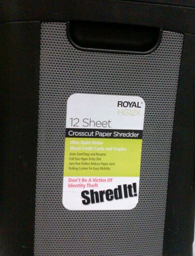 Royal 12 sheet crosscut paper shredder  home office jam free - ultra quiet motor for sale
