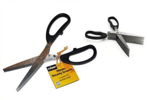ROLSON 64480 193mm SECURITY SHREDDING SCISSORS 5 FIVE LAYERS CUT STAINLESS STEEL