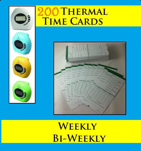 200 weekly biweekly thermal timecards for time clock employee attendance clock for sale