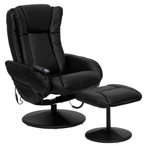 Black Leather Massage Recliner Chair Ottoman Heat Back Relief Furniture Office