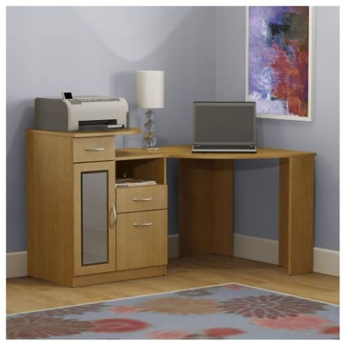 Corner Computer Desk Student Dorm Room Study Adjustable Shelf File Drawer Laptop