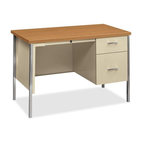 The hon company hon34002rcl 34000 series harvest/pty single pedestal metal desk for sale
