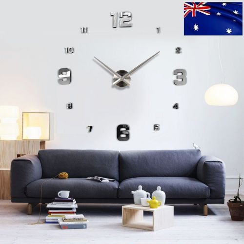 MODERN 3D DIY WALL CLOCK INTERIOR HOME OFFICE SELF ADHESIVE UNIQUE GIFT IDEAS