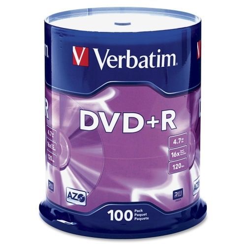 Verbatim 95098 dvd recordable media - dvd+r - 16x - 4.70 gb - 100 pack for sale