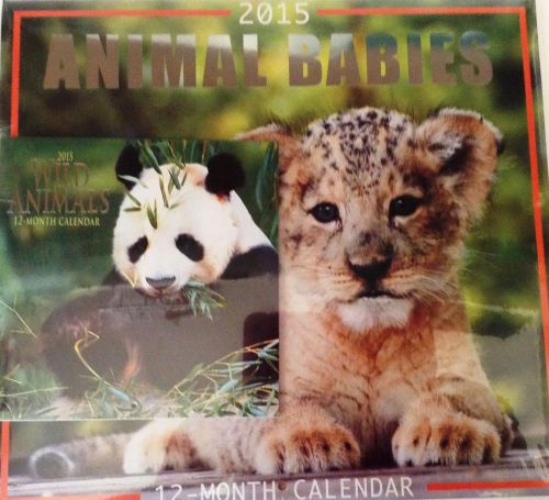 2015 ANIMAL BABIES Wall Calendars Lot -Full 12x11 &amp; Mini Desk Calendar NEW Panda
