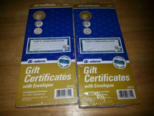(2) adams gift certificate - gftc2 for sale