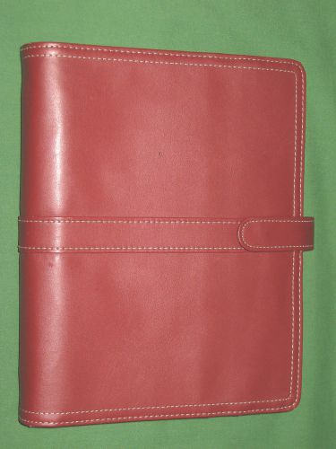 Desk 1.1&#034;  red faux-leather day timer planner binder franklin covey classic 9134 for sale