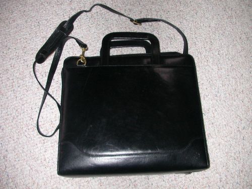Franklin Covey Black Leather Monarch Planner 7-ring Binder Organier Satchel Bag