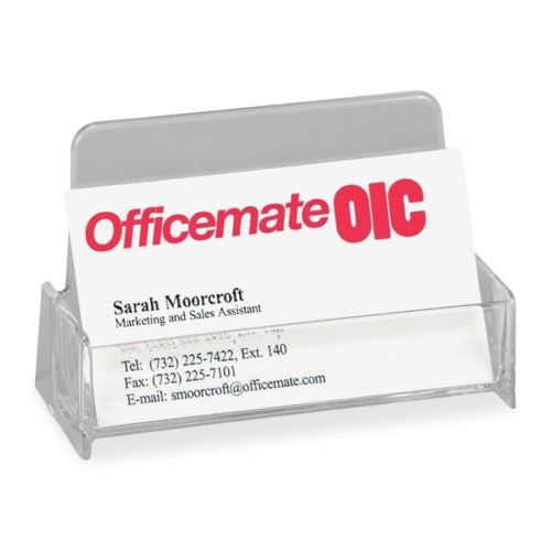 Oic Broad Base Business Card Holder - 1.9&#034; X 3.9&#034; X 2.4&#034; - Plastic - (oic97832)