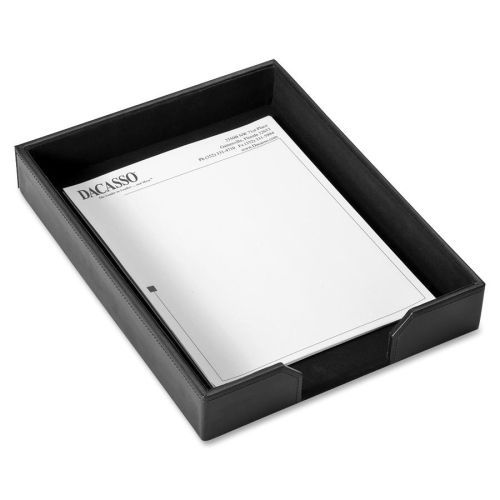 Dacasso Letter Tray - Black Bonded Leather - 2.0&#034; x 10.3&#034; - Leather - Black