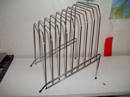 OfficeMate Large Wire Step File Desk Organizer Crome 8 slots