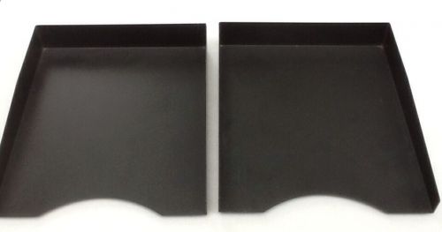 2 Vintage Mid Century Black Heavy Metal Letter Paper Trays 1969 VGUC  11.5x10