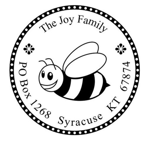 BLACK Self Inking ImprueMark BUMBLE BEE Custom Round Return Address Rubber Stamp