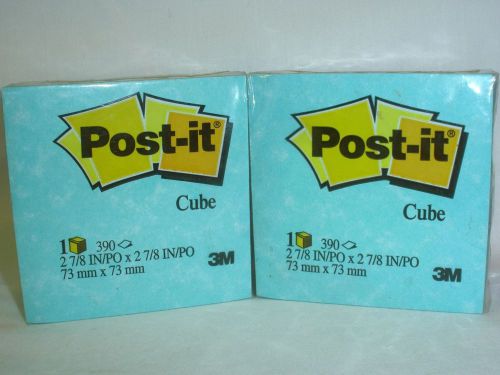 3M POST-IT 390 AQUATIC Color Notes CUBE TWO 2-7/8” Square Note Pad Self Adhesive
