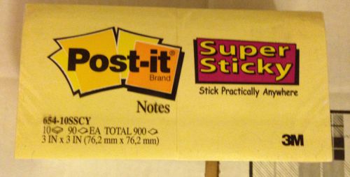 10 packs post-it super sticky 3&#034;x3&#034;  yellow  10 pads  900 sheets for sale