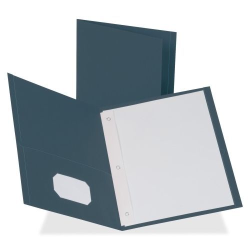 Business Source Two Pocket Folder - Letter - 0.5&#034;- Dark Blue - 25/Bx - BSN78508