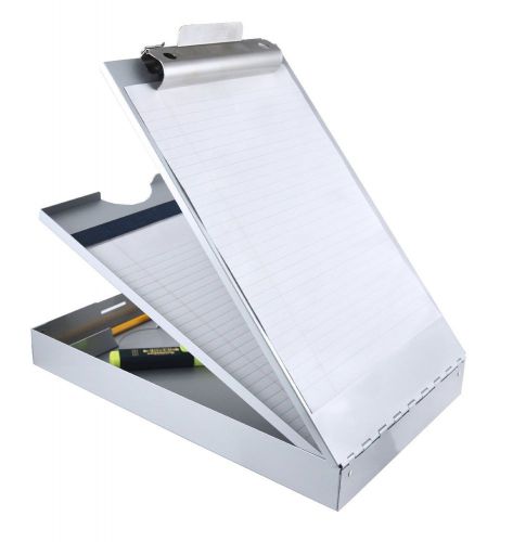 Recycled Aluminum Clipboard w Dual Tray Storage Grey Dual Storage Compartment