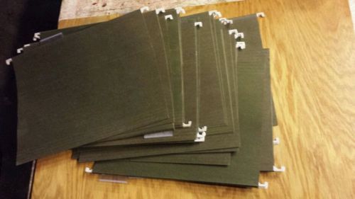 Lot of 24 Various Brand Green Hanging File Folders Letter Size. Used
