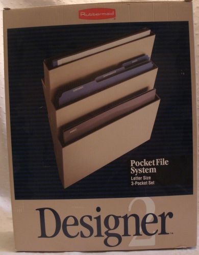 Lot of 3--3 Pocket File System Letter Size Wall Mount Rubbermade Smoke NEW NIP