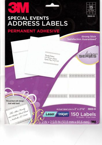 3M SPECIAL EVENTS ADDRESS LABELS PERMANENT ADHESIVE 2&#034; x 2 5/8&#034; 3900-D 150 LABEL