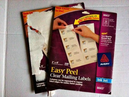 Avery 8663 and 8662 Easy Peel Inkjet Mailing Labels Clear Inkjet