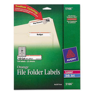 Permanent Adhesive Laser/Inkjet File Folder Labels, Orange Border, 750/Pack