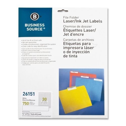 LOT OF 3 Business Source Permanent Laser/Inkjet Filing Label - 750/Pack