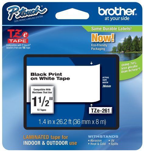 Brother tze-261 thermal label - 36mm width - 1 roll - white (tze261) for sale