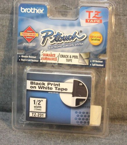 New - Genuine Brother P-Touch TZ-231 1/2&#034; Label Tape TZ231 black on white