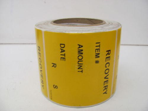 ASL KP124374A YELLOW RECOVERY LABELS ALMOST FULL ROLL OF 500 4&#034; X 4&#034; NNB!!!