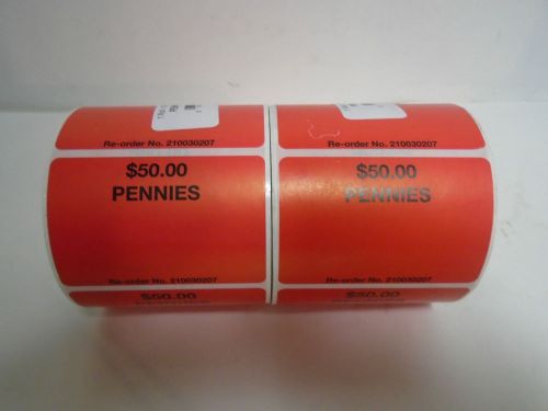 NEW LOT OF 2 ROLLS 210030207 PENNIES COIN TOTE BANK OR RETAIL SHIPPING LABELS